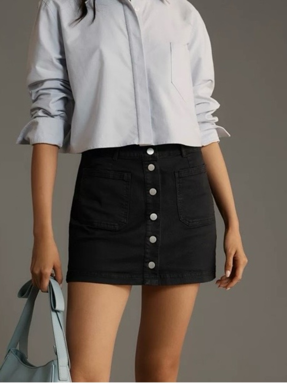 Pilcro Button Up Denim Skirt Women’s Dark Blue Pockets Excellent Condition SZ 6